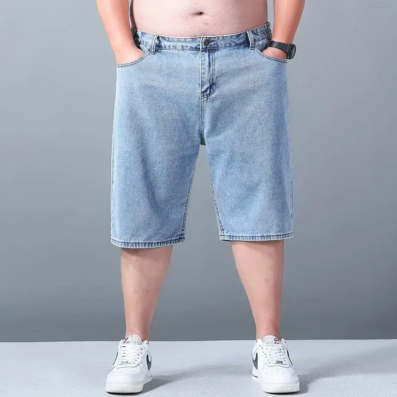 Men Plus Size Short Jeans Pants Denim Shorts Straight Cutting Pants Summer Short Pants