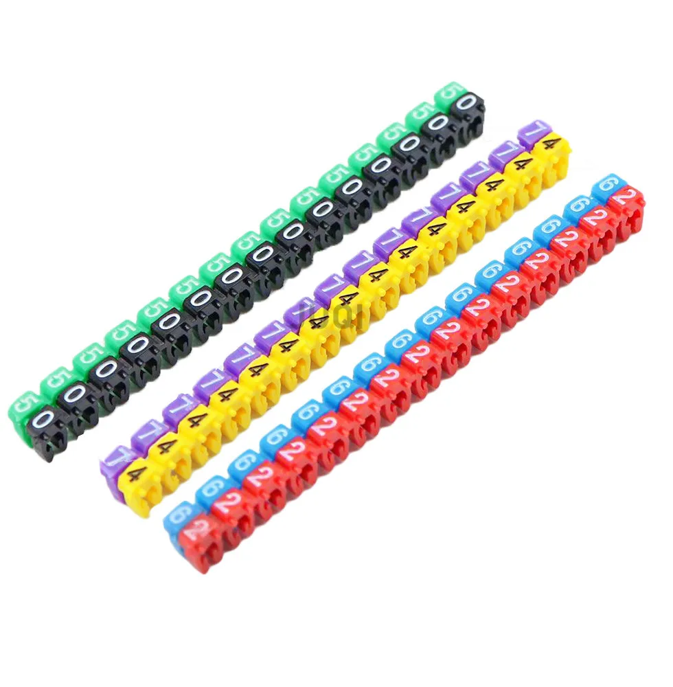 150PCS M-0 0-9 0.75mm2-1.5mm2 Colored Arabic Numerals M Type CAT 5 Clip Cable Wire Marker 0 to 9 Label Tube Cable Marker