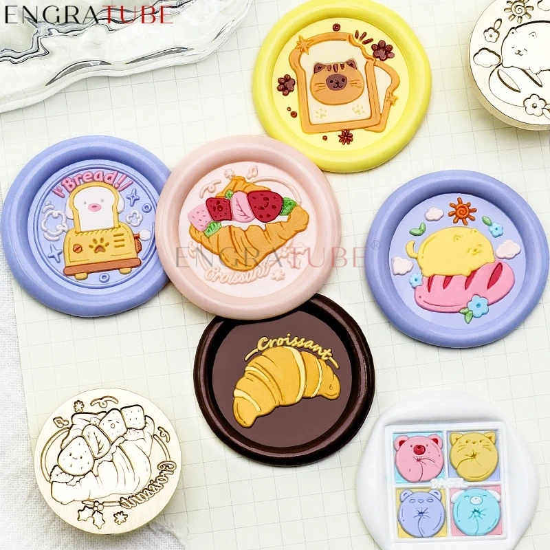 Bread Bagels Sealing Wax Stamp Brass Head With Handle Toast Croissant For DIY Wedding Logo Print Gift Wrapping Craft Soap Stamp