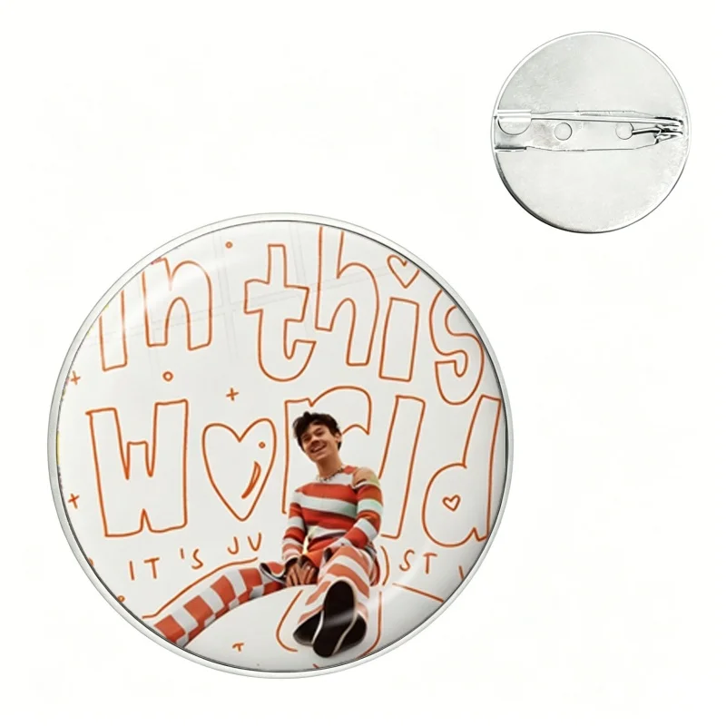 H-HaRRy Music Styles Glass Badges Button Round Creative Pin Brooch Badge Bag Decor Accessories Fans Collect Friends Gifts