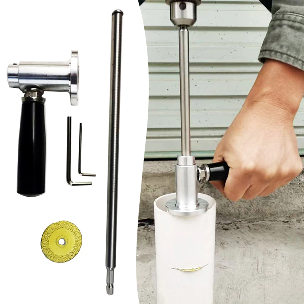Cortador de tubos de PVC de acero inoxidable con mango, cortador interior de plomería multifuncional, taladro de impacto ajustable, corte de grano de diamante