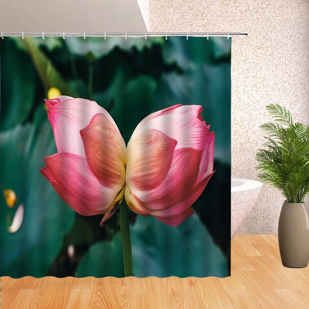 

Lotus Shower Curtain Double Head lotus Shower Curtain Polyester Home Decoration Curtain Waterproof Shower Curtain