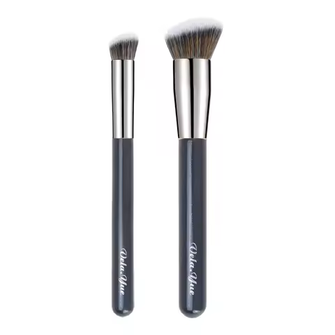 Vela.Yue Foundation Concealer Brush 2pcs Makeup Brushes Set for Contouring Blending Buffing Liquid Cream Mineral Makeup