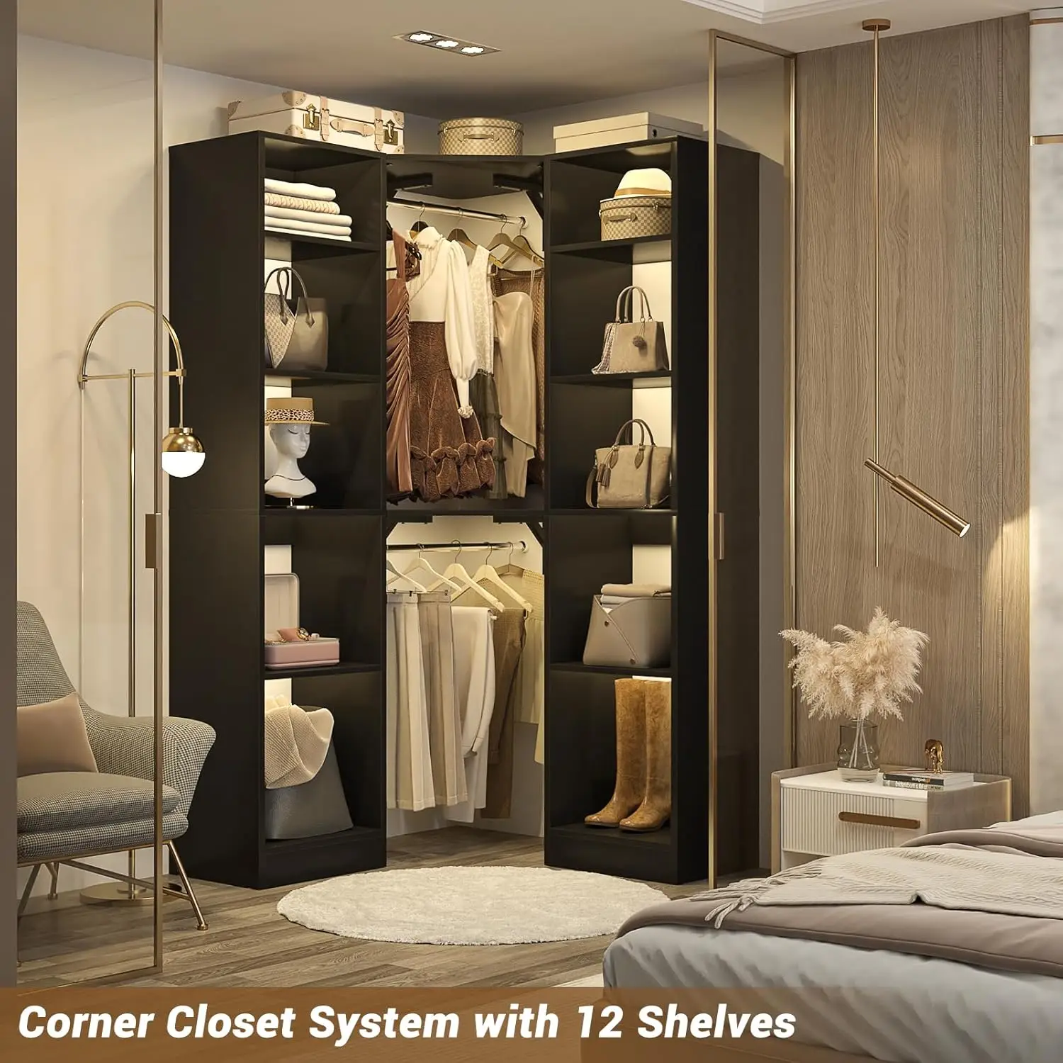 Corner Closet System With 12 Shelves, 40