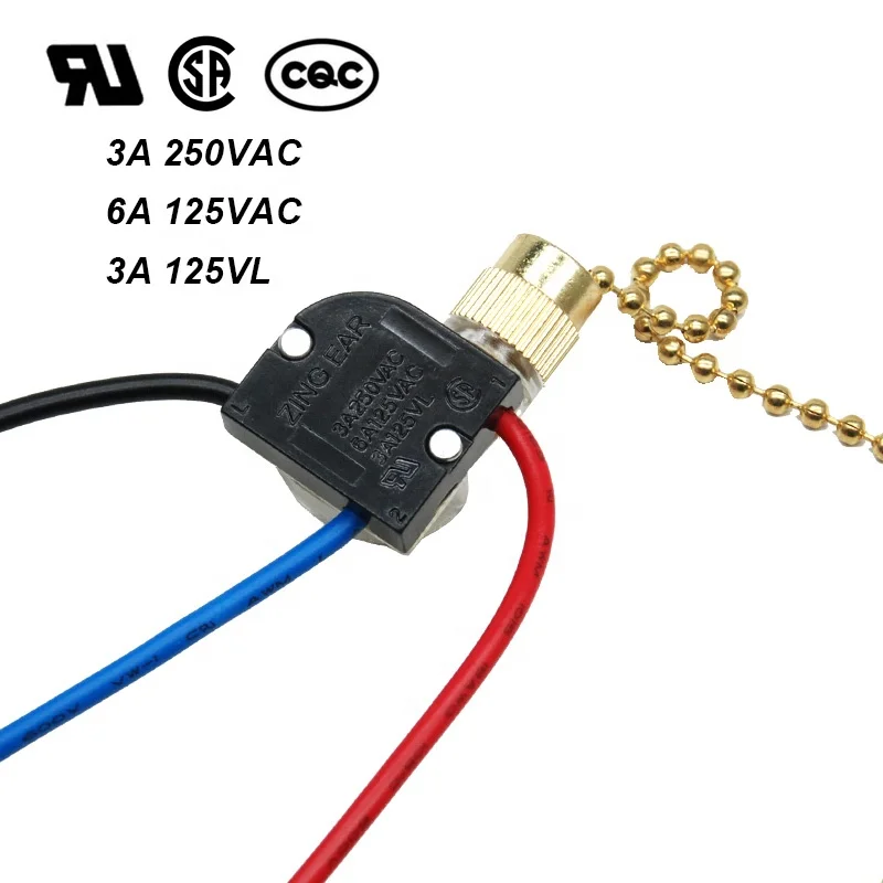 Zing Ear ZE-110 3Way Speed Fan  Ceiling Pull Chain Light Switch