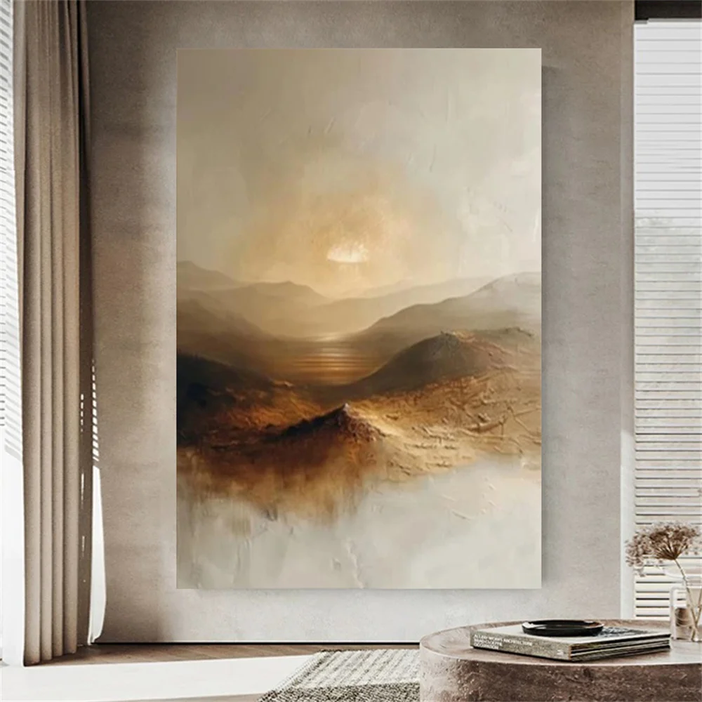 

Hot Sale Vertical Abstract Oil Painting 100% Handmade Gold Foil Mural Thick Texture Canvas Poster Modern Home Decoration Art