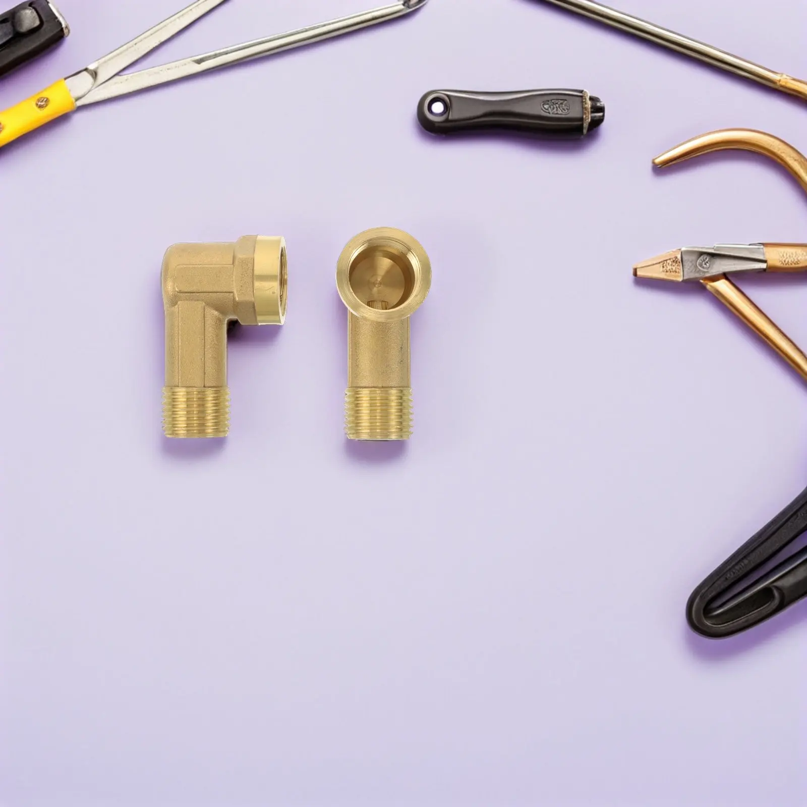 2 Pcs Hose Pipe Brass Extension Connector 90 Degree Fitting Adapter Elbow Golden Garden