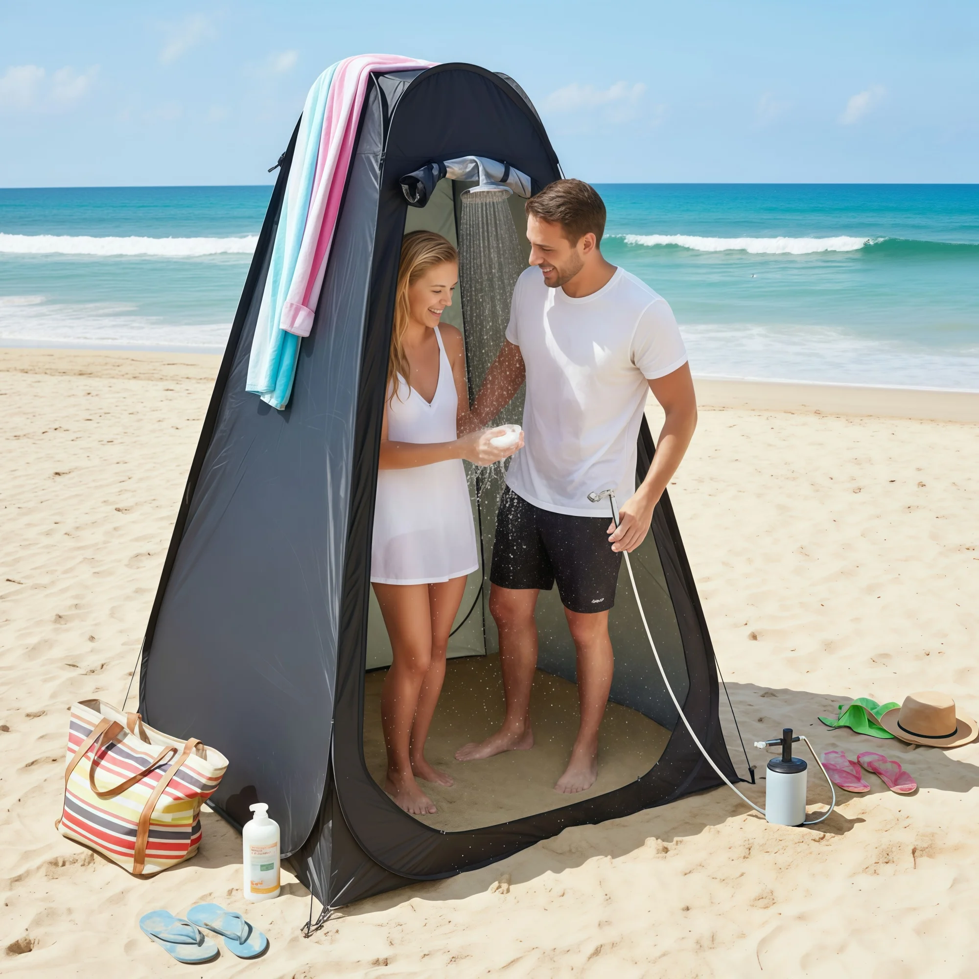 

Pop-Up Portable Privacy Tent, Outdoor Shower Tent, Camping Toilet, Rain Shelter, Easy Setup, Foldable with Storage Bag