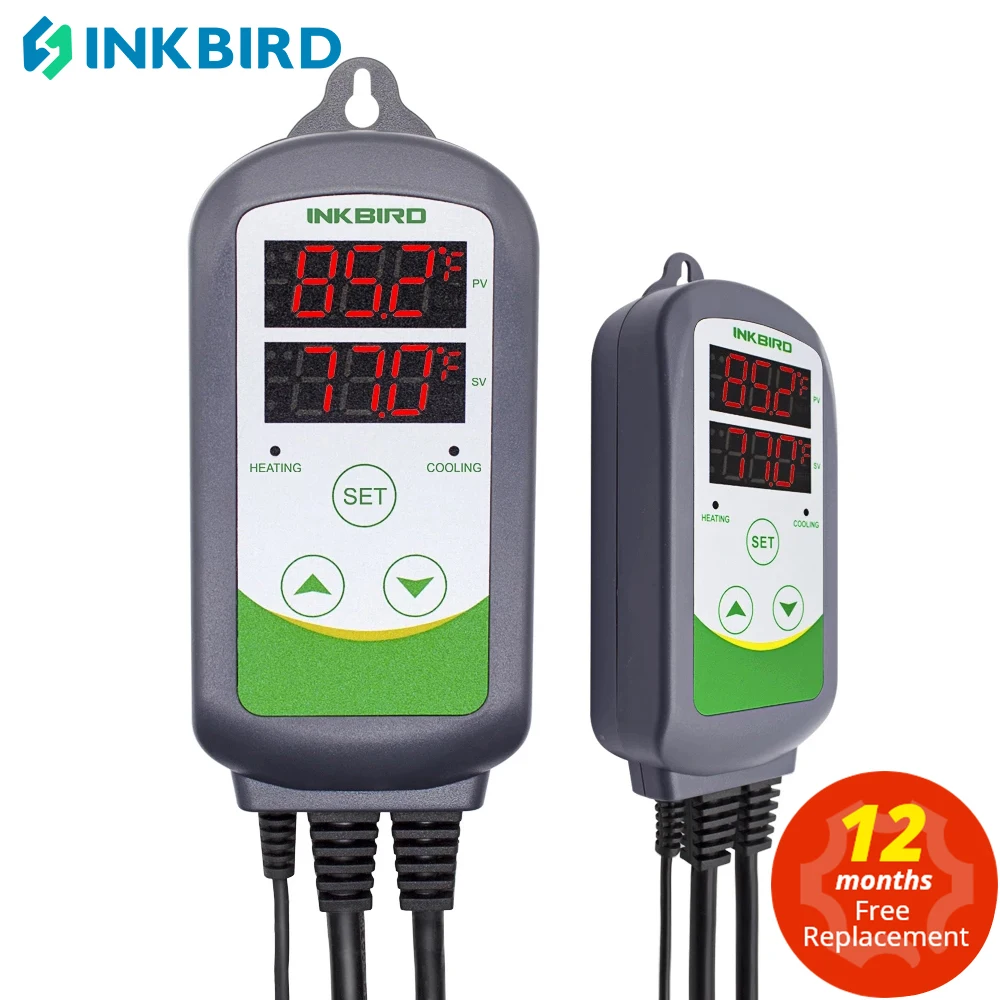 INKBIRD-controlador de temperatura Digital ITC-308, termostato de salida de calor y frío, Carboy, fermentador, Terrario de invernadero, temperatura