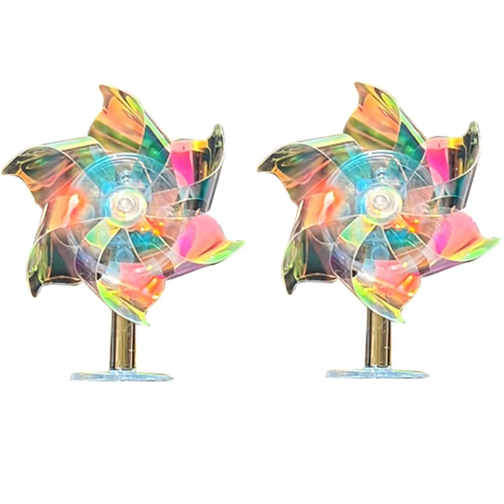 

2Pcs Wind Powered Motorcycle Handlebar Windmill Car Decoration Light-Up Wheel Motorcycle Handle Decorations Rotating Colorful