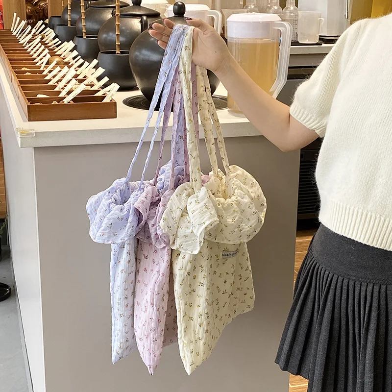 

Women's Shoulder Bags New Korean Floral Countryside Fashion Simple Versatile Tote Bags Large Capacity Portable Handbags For Girl