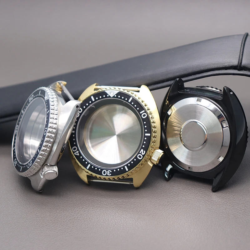 

45mm Diving SKX Watch Case Sapphire Crystal Glass For Turtle Abalone Seiko NH34 NH35 NH36 NH38 4R36 Movement With Chapter Ring