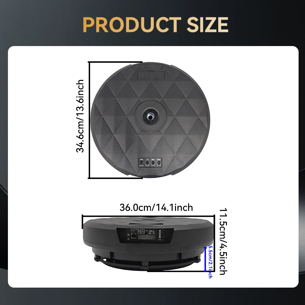 Podofo 12-Zoll Slim Powered Subwoofer-Gehäuse und Audiokabel Auto-Subwoofer passt in das Reserverad für den Austausch des Auto-Ersatzrads. – Detail 8