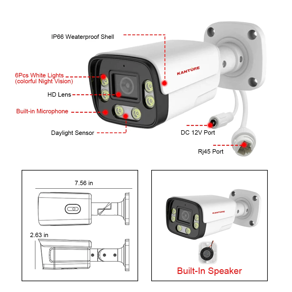 Imagem -06 - Kanture 16ch 4mp Sistema de Câmera Segurança 2k ai Detecção Humana em Dois Sentidos ao ar Livre Áudio Cor Noite Vídeo Vigilância Kit Xmeye