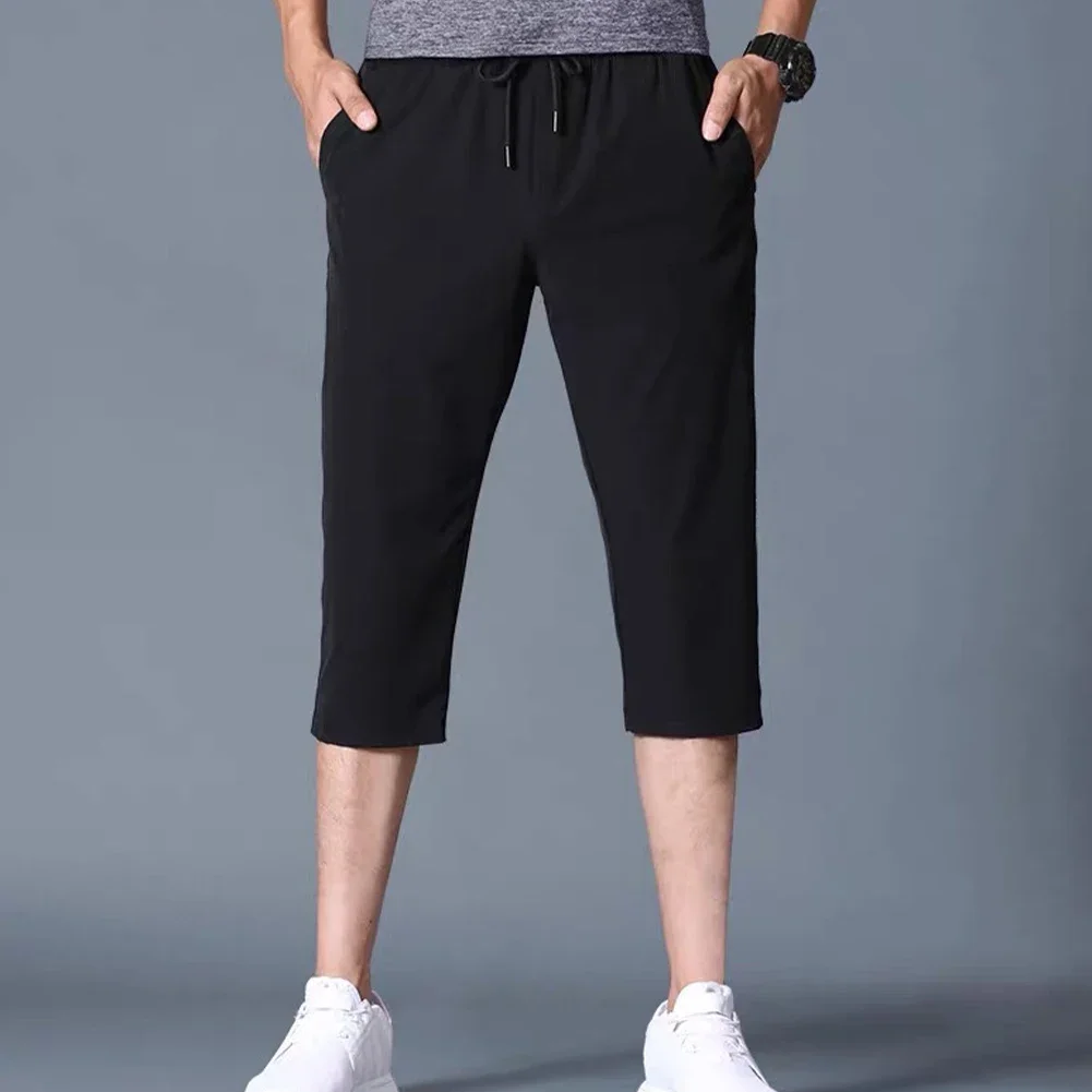 Daily Men Pants Shorts Breathable Casual Comfortable Cotton Linen Drawstring Leightweight Loose Summer 3/4 Length