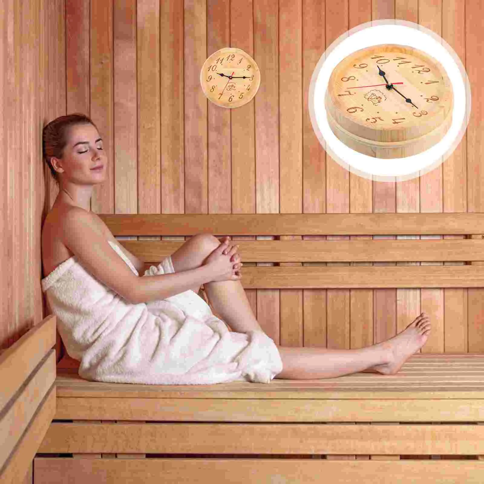 

Sauna Wooden Clock Digital Wall Hanging Room Steam Equipment Decorative Timer