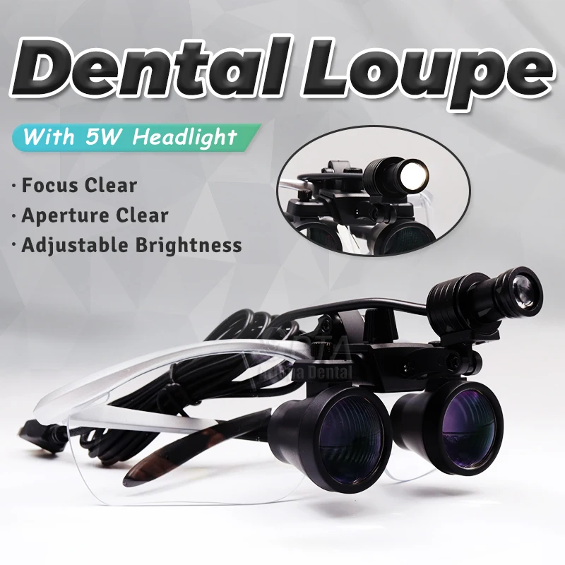 

Professional Dental Surgical ENT Medical With 5W Lamp Adjustable Brightness Optical Magnifier Binocular Surgery With 1 Batteries