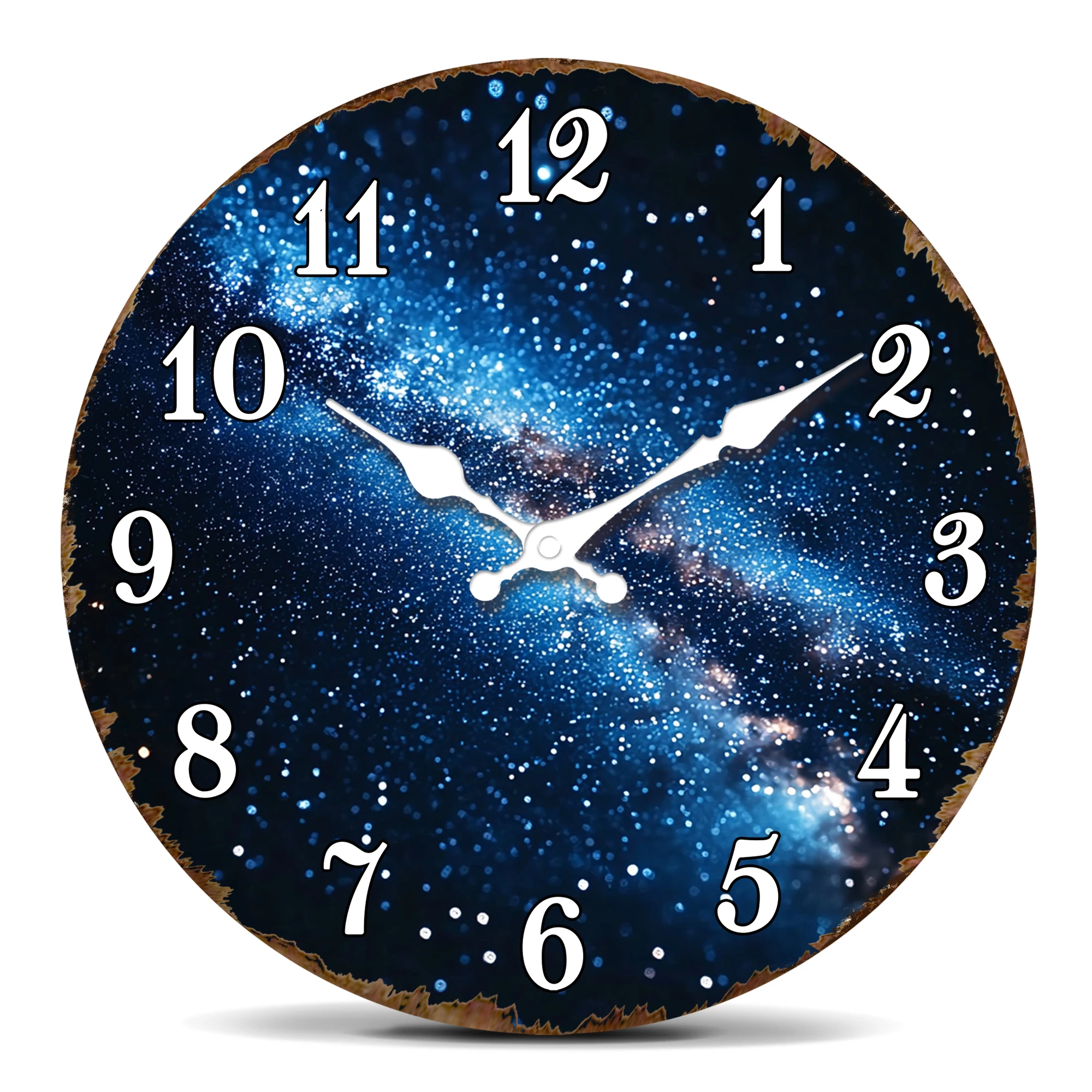 Starry Galaxy Round Wall Clock, Cosmic Nebula Pattern, Stunning Universe Themed Decor
