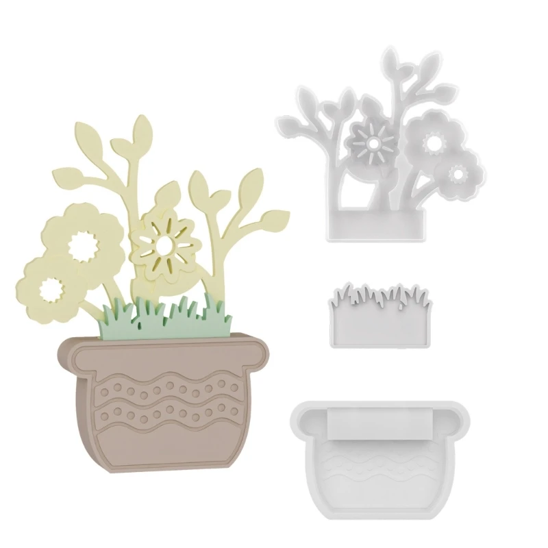 

H7EB Silicone Figurine Molds Flower Vase Crafting Moulds Silicone Texture