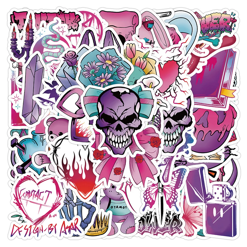 

10/30/60pcs Punk Gothic Magic Skull Cartoon Stickers Decals Skateboard Laptop Phone Car Motorcycle Cool Waterproof Sticker Toys