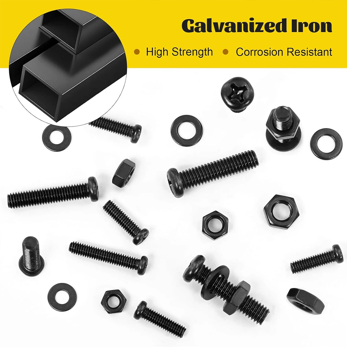 225 قطعة M4 M5 M6 الصف 8.8 الكربون الصلب عبر الجوز ومجموعات الترباس