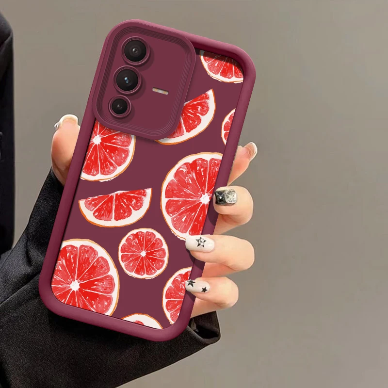 الفواكه سيليكون جراب هاتف ل Vivo V60 V50 V40 Pro V27E V27 V25 V23 V23E V30 SE V30E V29E V29 الخوخ البرتقالي غطاء مقاوم للصدمات #6