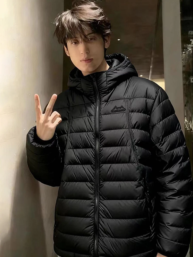

Легкая утепленная куртка мужская короткая с капюшоном и воротником-стойкой, на синтетическом пуху, теплая, повседневный стиль, стандартный крой, с наполнителем из утиного пуха