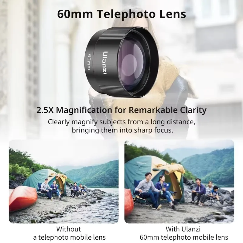 Ulanzi 모바일 렌즈 스마트폰 렌즈, 매크로, 어안, 광각 망원, 17mm 렌즈 클립 포함, CL-003 004 005 006