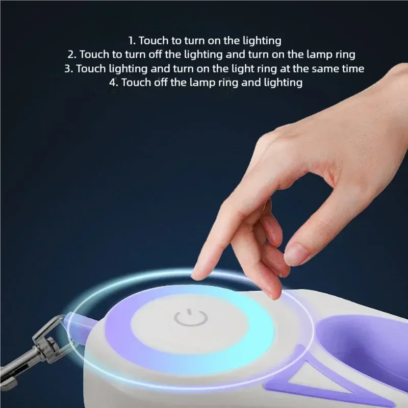 Tali Anjing Otomatis Xiaomi Youpin, Tali Retraktil LED Bercahaya, Tali Penerang Modis untuk Anak Anjing, Tali Fleksibel untuk Berjalan dan Berlari