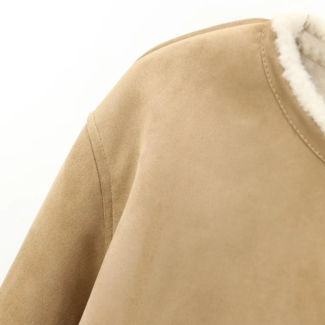 Damski płaszcz dwustronny JNLEAOG, zapinany na guziki, europejski styl, luźny krój, materiał poliestrowy, długa długość rękawów.