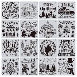 Pochoirs pour peinture murale, motif Père Noël, pour bricolage, scrapbooking, coloriage, gaufrage, modèle décoratif d'album, 15cm, 16 pièces/ensemble
