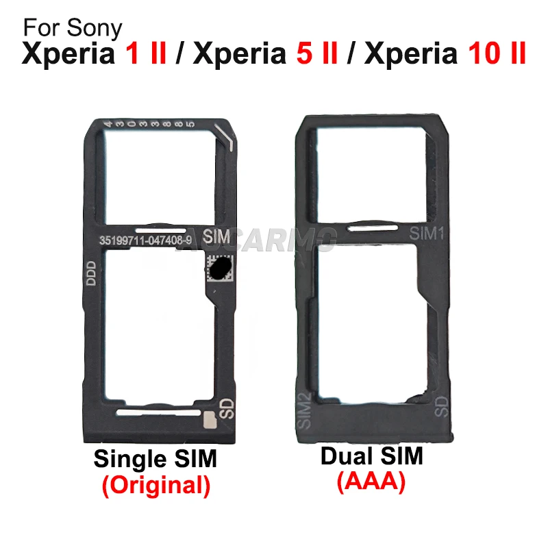 Aocarmo For Sony Xperia 1 II / 5 II / 10 II Mark 2 X1ii X5ii X10ii Dual SIM Card Holder Tray Slot Replacement Part