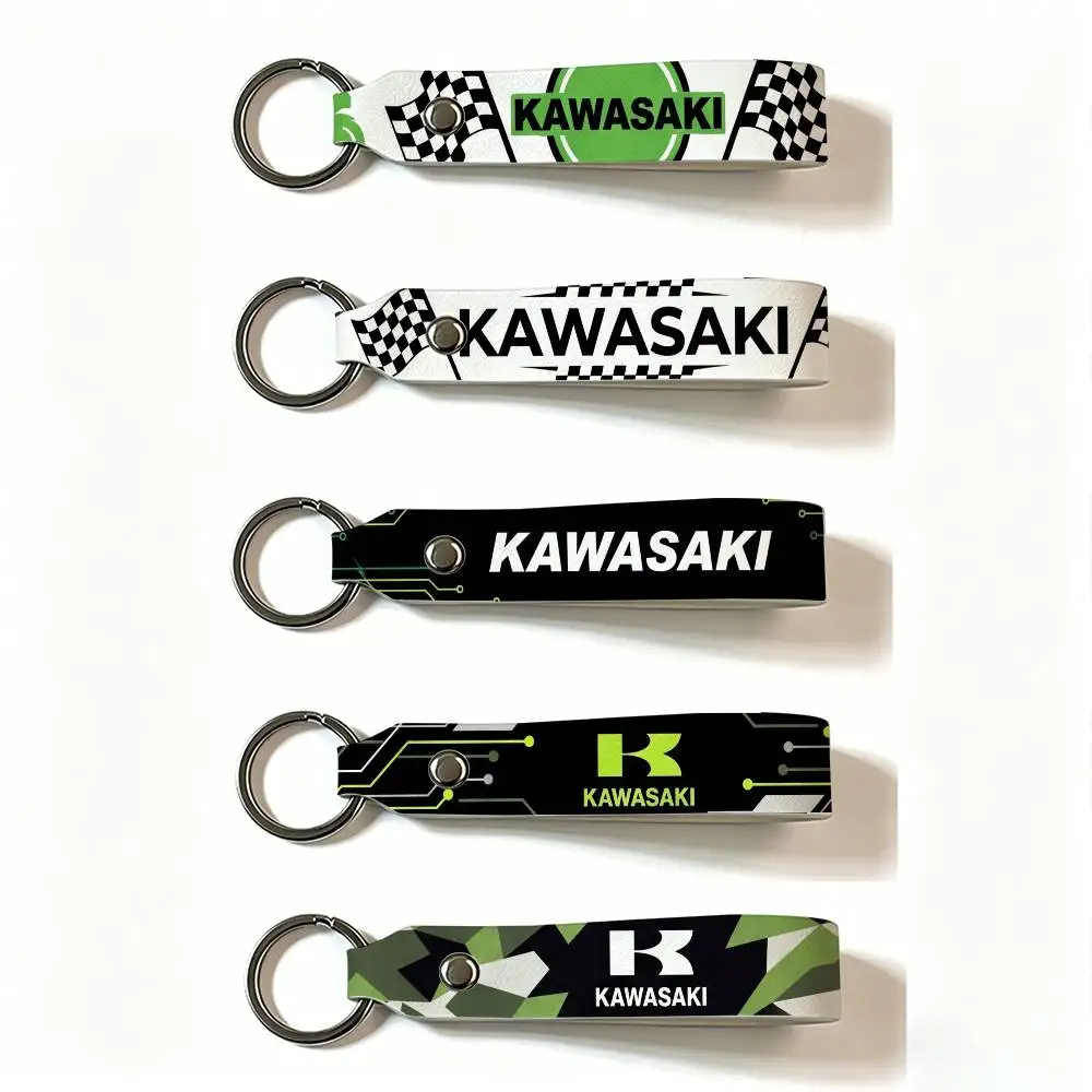 FOR KAWASAKI MOTO PU Leather Keychain Minimalist Key Holder Durable Key Organizer Car Keys Bag Accessories Gift