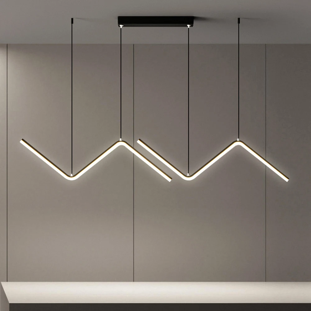 

LED Wave Pendant Light Nordic Hanging Light 35 In Simple Linear Light Energy Saving Linear Hanging Lamp for Kitchen Dining Room