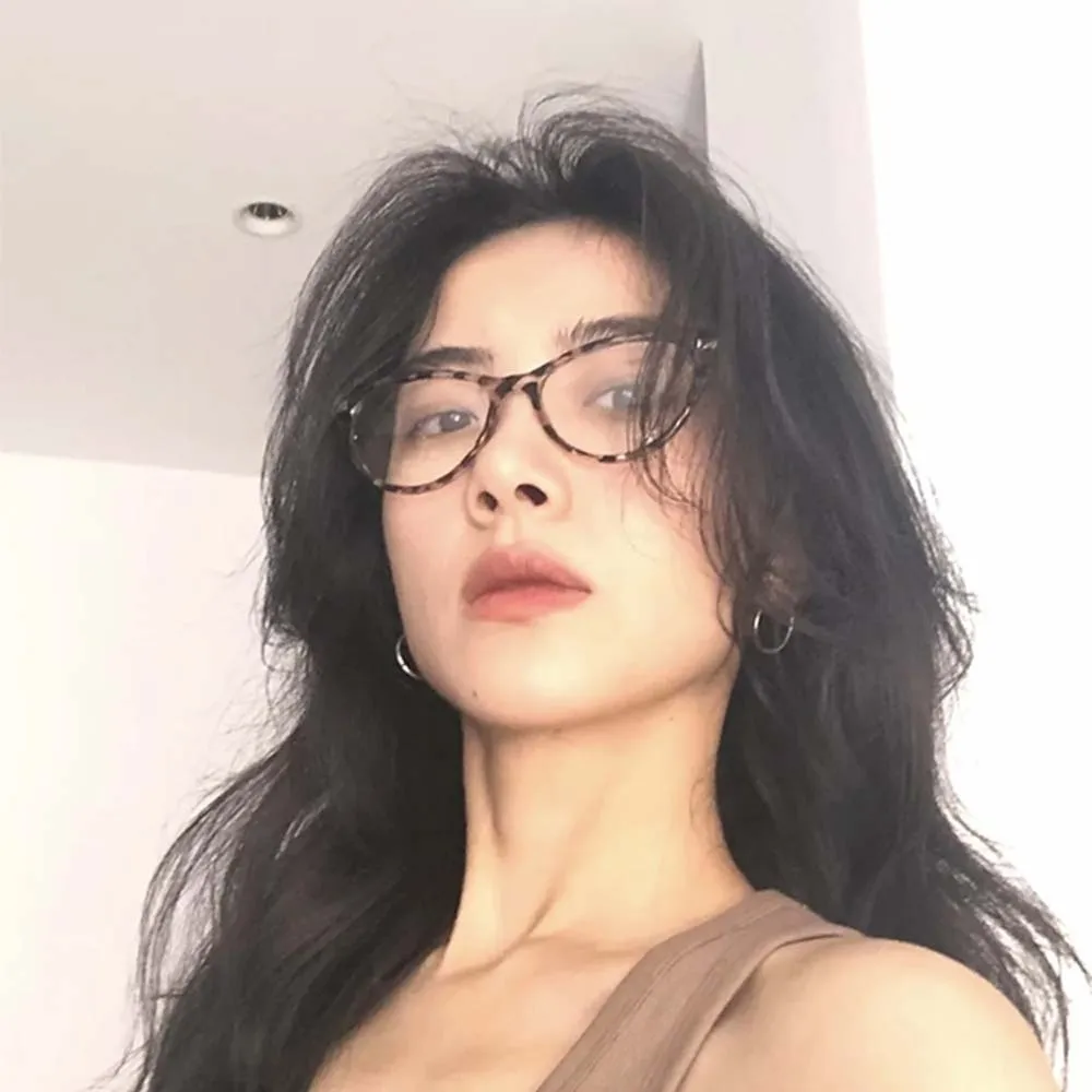 

Lightweight Anti Blue-lay Eyewear Leopard Print Thin-frame Cat Eye Glasses Alloy Decorative Women Plain Glasses Outdoor