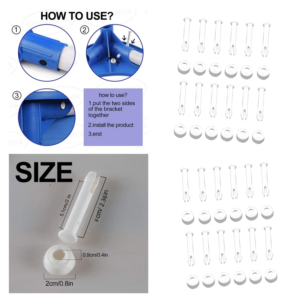 2x Replacement Joint Pins Rubber Seals Rectangular Metal Pin And Seal No Tools Needed Suitable for Above Ground