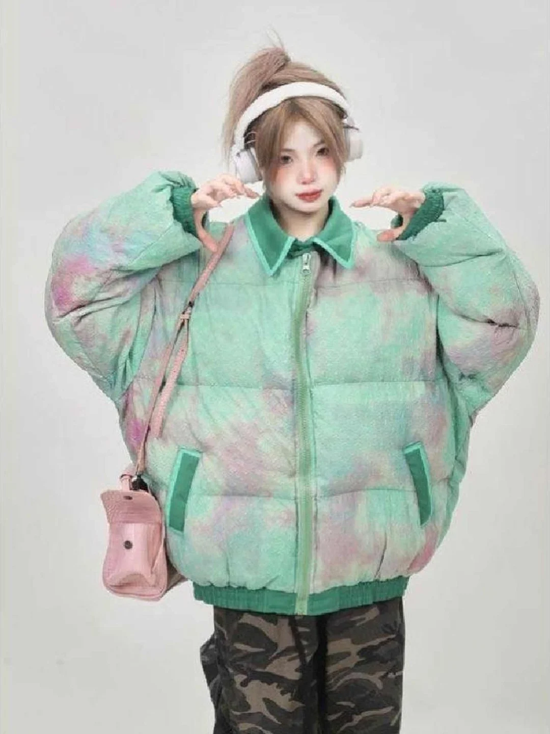 

plus Size Women's Unique Dyed Collar Cotton Jaet Thi Warm Winter New Sle Bread Sle Cotton Coat Long Sve Zipper Clo...