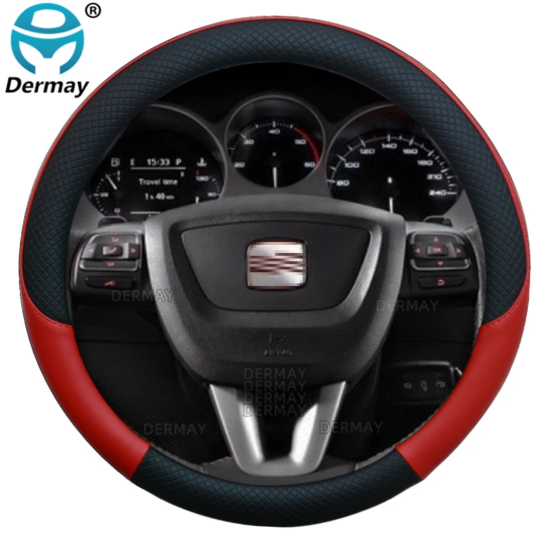 100% DERMAY Brand PU Leather Car Steering Wheel Cover for Seat Altea XL/Freetrack Altea Prototipo Auto Accessories