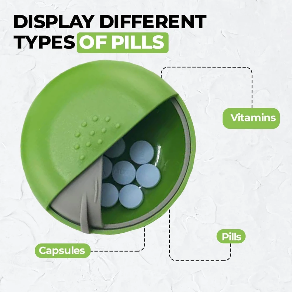 1 Pc Travel Pill Organizer Cute Round Pills Box for Purse Compact Medicine Container for Pills, Fish Oil, Vitamins & Supplements