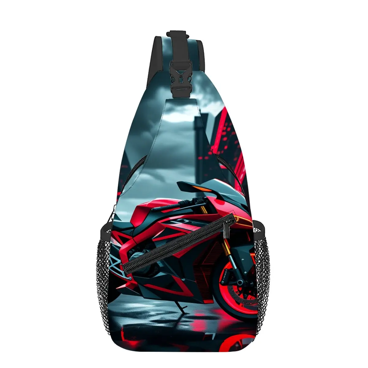 

Motorcycle Print Small Chest Bag Men's and women's Best Gift 2D Cartoon Large Capacity Outdoor Sports Leisure Fashion