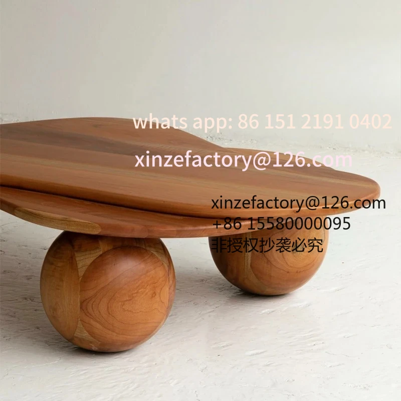 

Настраиваемый зимний журнальный столик из массива дерева нестандартной формы, простой кремовый стиль, креативный круглый столик-шар для чая
