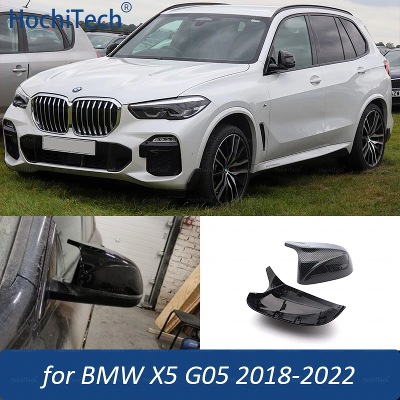 Bright Glossy Carbon Fiber Pattern Rearview Mirror Cover Caps for BMW X5 G05 2018-22 xDrive30i 40i 45e 50i 25d 30d 40d M50i M50d