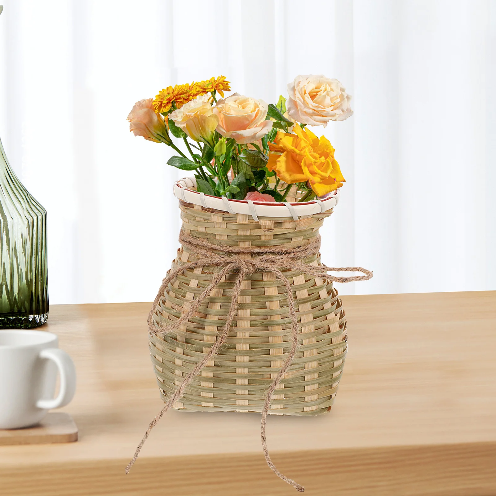 

1Pcs Flower Basket Handmade Lightweight Woven Container for Storage Display Food Serving Home Decor Garden