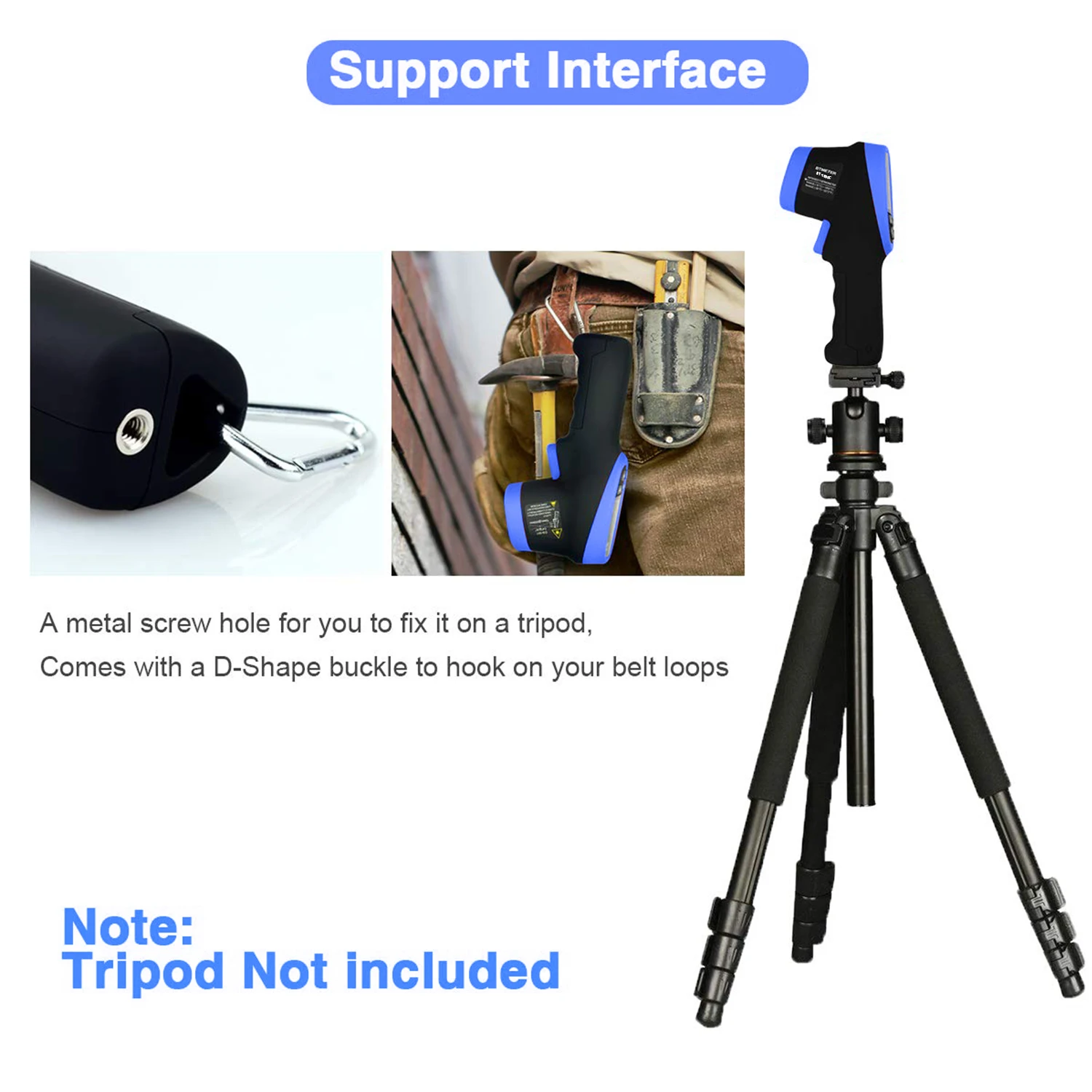 HP-1800C Digital Infrared Thermometer, D:S 50:1 Touchless Pyrometer Temperature Range -58~3,272°F, Handheld Laser IR Temp Gun