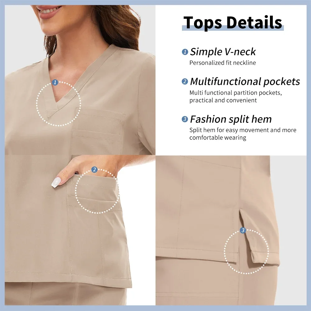 Anti Rughe Lavabile Morbido Uniforme Ospedale Vendita Calda Pet Veterinario Infermiera Scrub Set Donne Scrub Medico Set Donne Accessori Medici