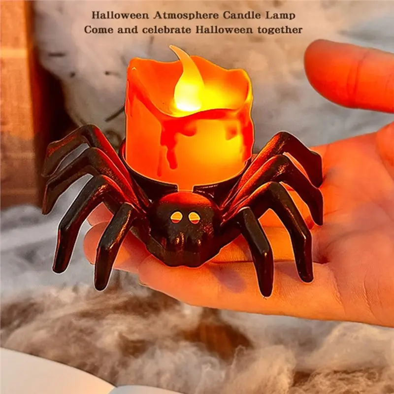 【سعر السعر!】3 قطع من أضواء الليل على شكل شمعة عنكبوت الهالوين، ديكورات حفلات الرعب للمنزل المسكون، مستلزمات الحفلات المخيفة والإكسسوارات #6
