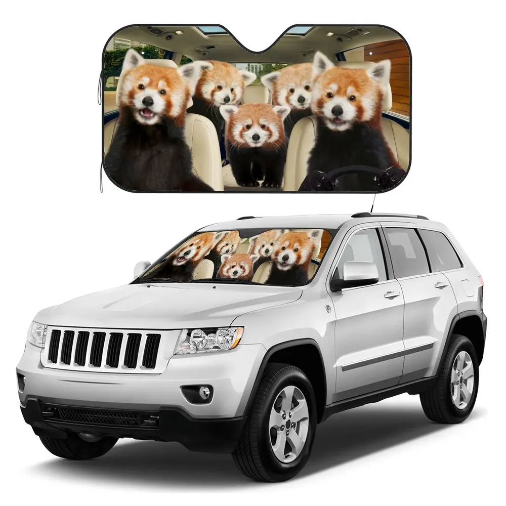 Cute Red Panda Driving Car Interior Front Windshield Sun Shade, Puma Concolor Sunshade for Truck SUV- Blocks Uv Rays Protector