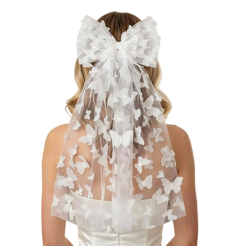 Delicate Bridal Hair Accessory Butterfly Veil Lightweight Bridal Curtain For Bachelorette Parties And Special Event Y166