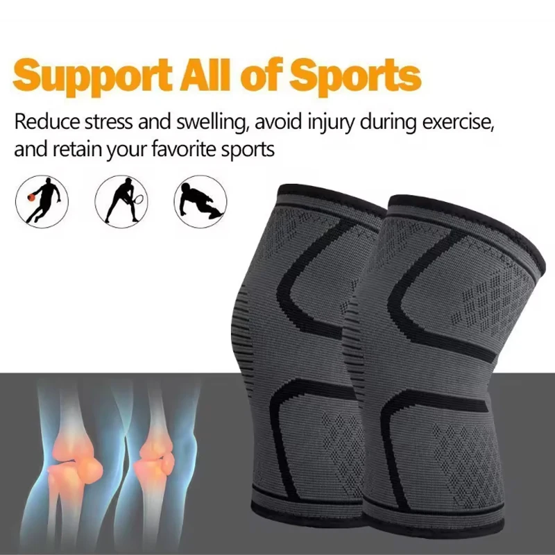 Hot Sell Elastic Breathable Compression Knitted Nylon Sports Knee Protector Guard Support Brace Sleeves For Knee Pain Relief