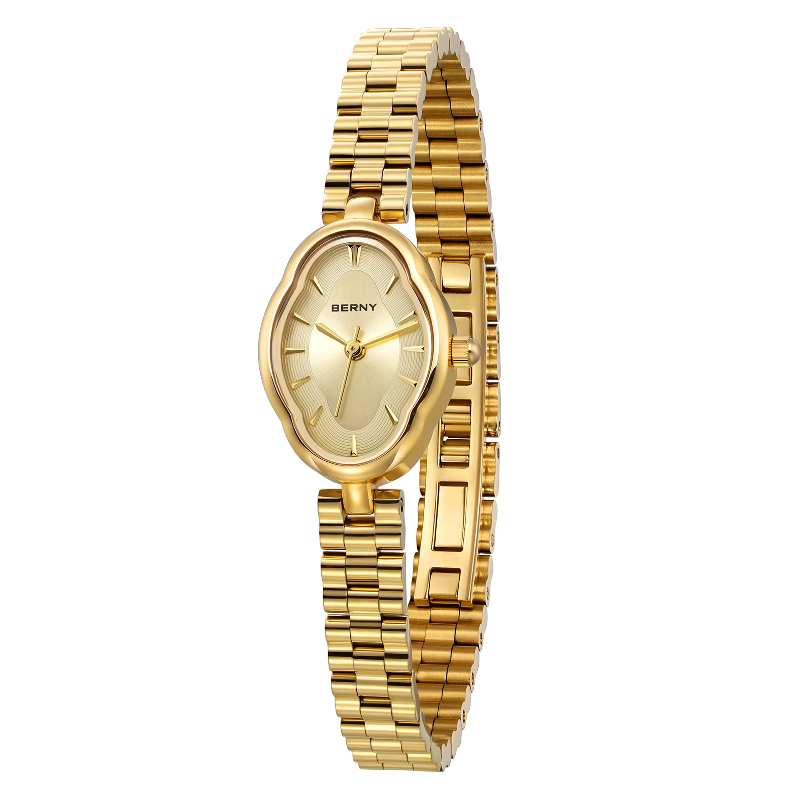 BERNY Gold Watch for Women Ladies Wristwatch Gold Quartz Jewelry Bracelet Set Minimalist Watch Multicolor Small Ladies Watches